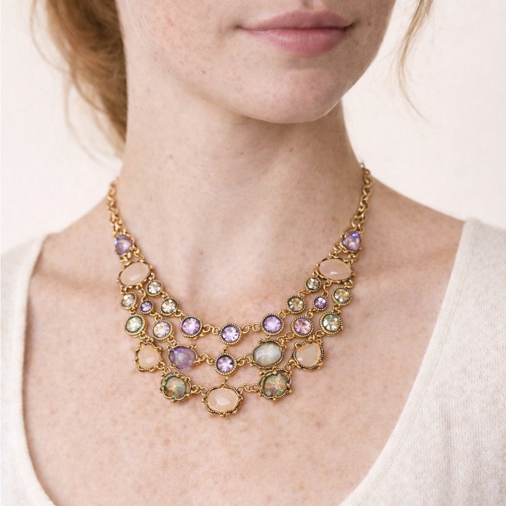 Vintage Napier Multicolored Layered Statement Necklace